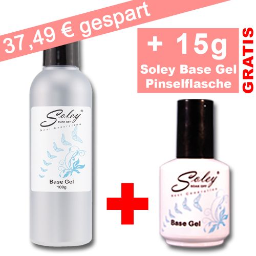 Soley Soak Off Gel System - Base Gel 100g + 15g in Pinselflasche