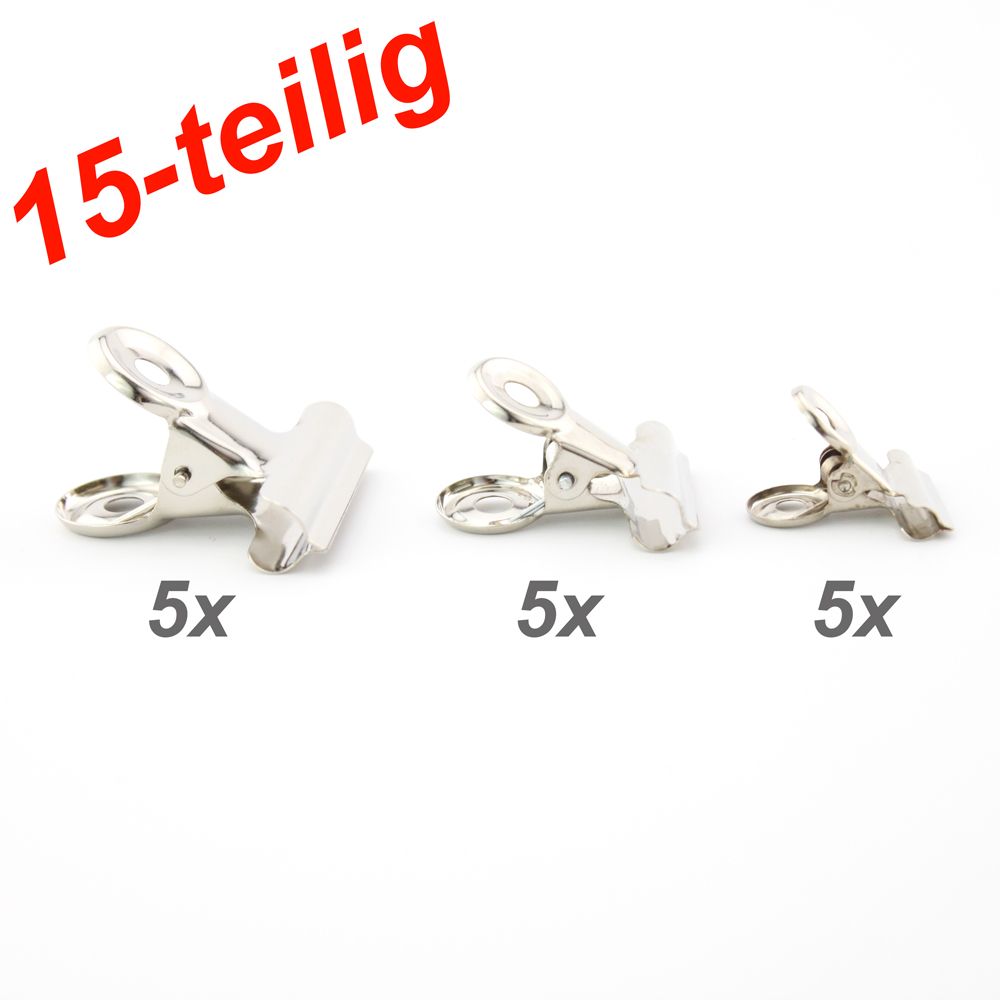 Pinchklemmen Set 15-teilig - Metall von der SEITE